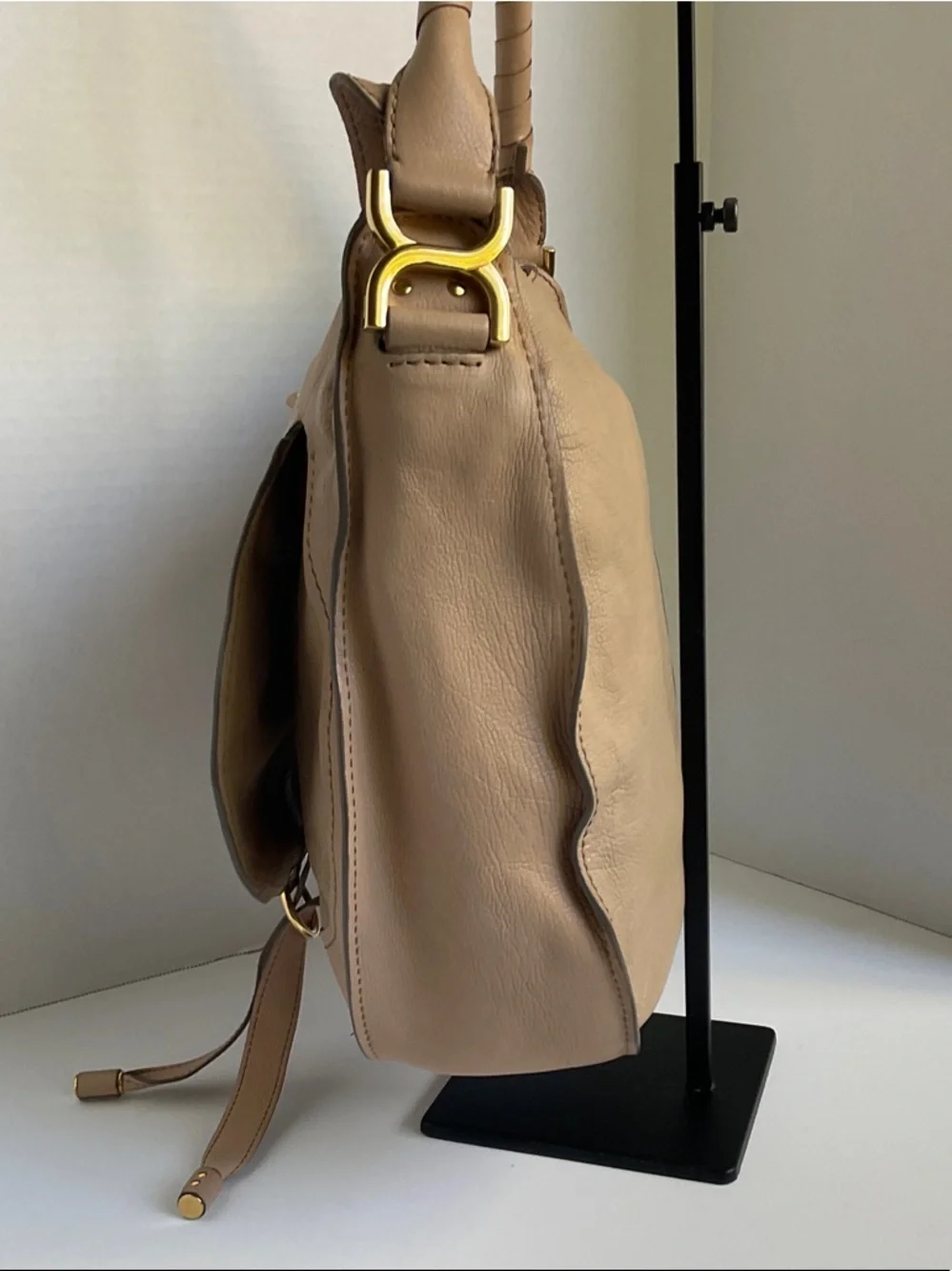 Chloé Taupe Leather Shoulder Hobo with Braided Strap